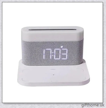 3 in 1 Wireless Charger Alarm Clock and Adjustable Night Light with Black and White colour options