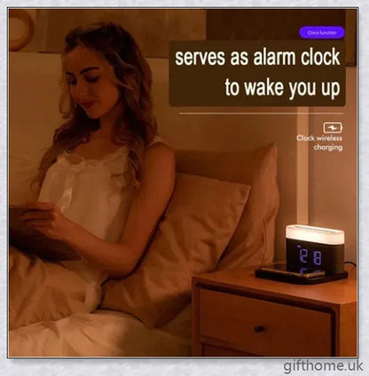 3 in 1 Wireless Charger Alarm Clock and Adjustable Night Light with Black and White colour options