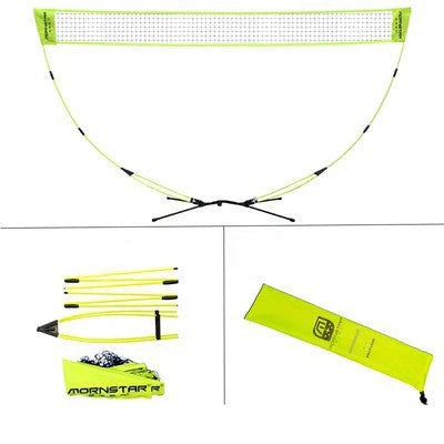 Professional portable foldable badminton net with carbon fiber frame in fluorescent green