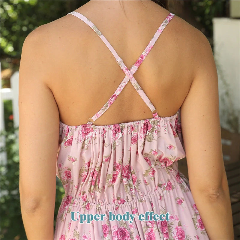 Women's simple printed polyester dress in white, available in sizes S to 4XL