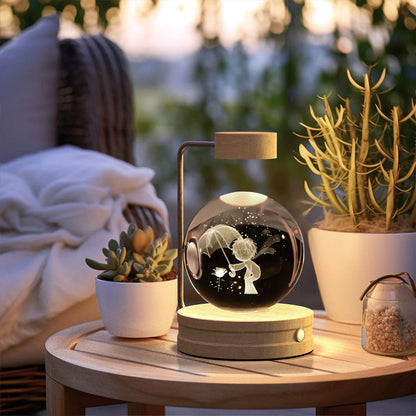 Enchanting crystal ball night light with cosmic designs, creating a warm and soothing ambiance in any room.