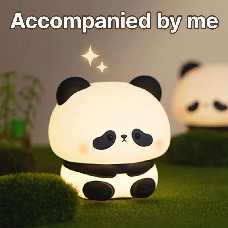 Adorable USB rechargeable panda LED night light with touch control and adjustable colours