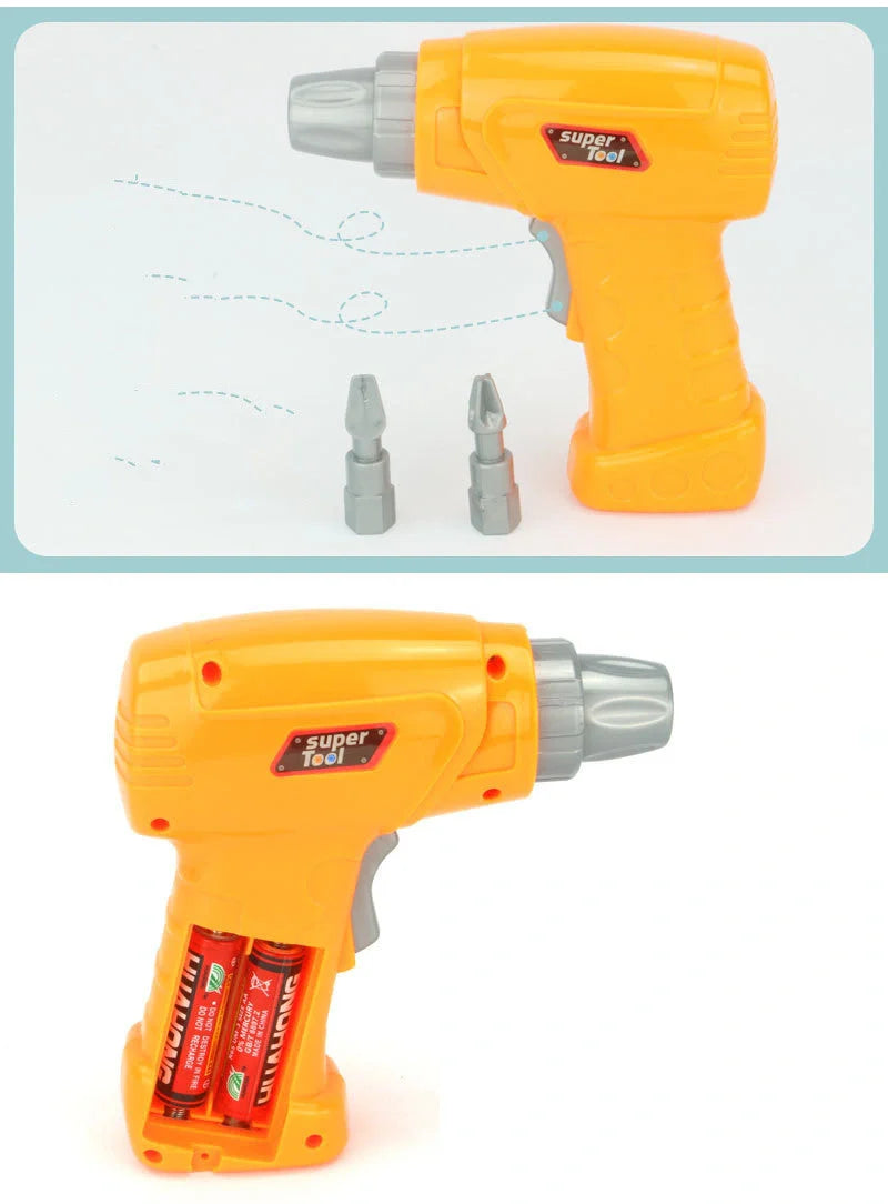 Educational building kit with safe plastic power drill for children aged 3+