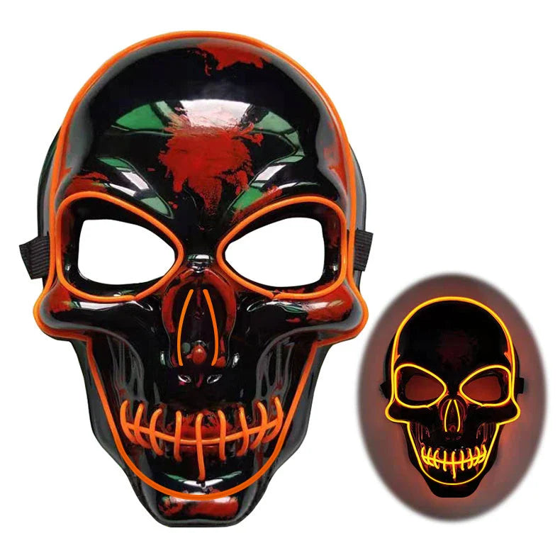 Spooktacular LED Skeleton Mask in a variety of vibrant colours, featuring four lighting modes for the perfect eerie ambiance