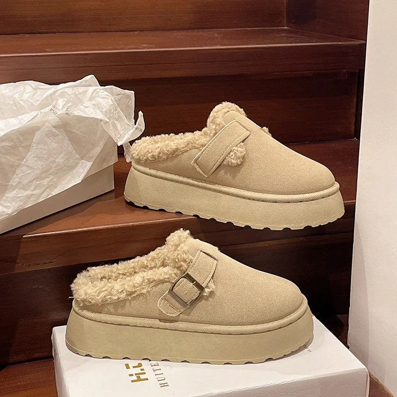 Luxury winter women's plush retro bean boots in various colours