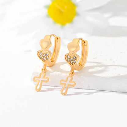 Gold-plated cross earrings in various colours for women
