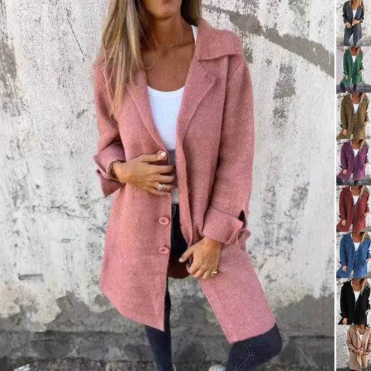 Stylish single-breasted cardigan with pockets in various colors and sizes