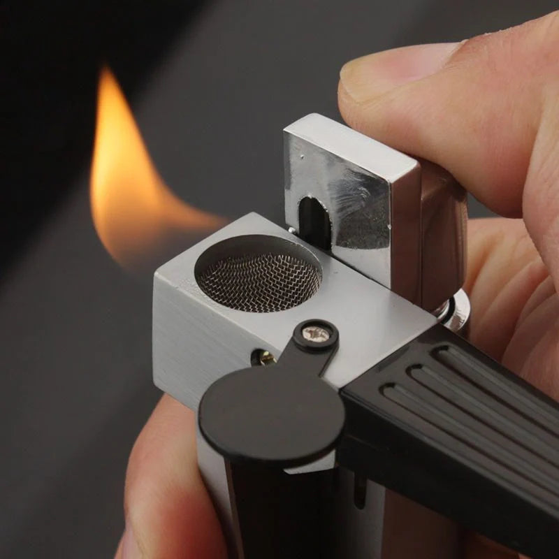 Foldable metal pipe lighter with stash compartment - eco-friendly smoking gadget