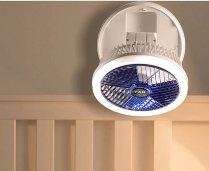 USB charging foldable table fan with LED light and adjustable speed settings