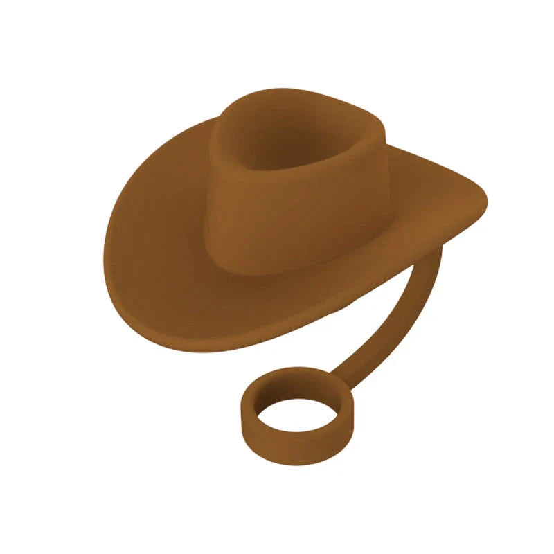 Premium straw covers in charming cowboy hat design, made of food-grade silicone for durable and reusable protection of your drinks