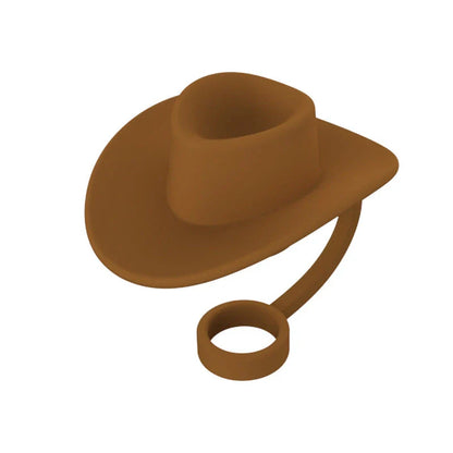 Premium straw covers in charming cowboy hat design, made of food-grade silicone for durable and reusable protection of your drinks