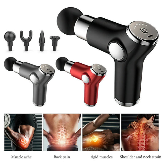 Deep Tissue Vibration Massager with 32 speed settings, ergonomic grip, and interchangeable massage heads for full-body relief