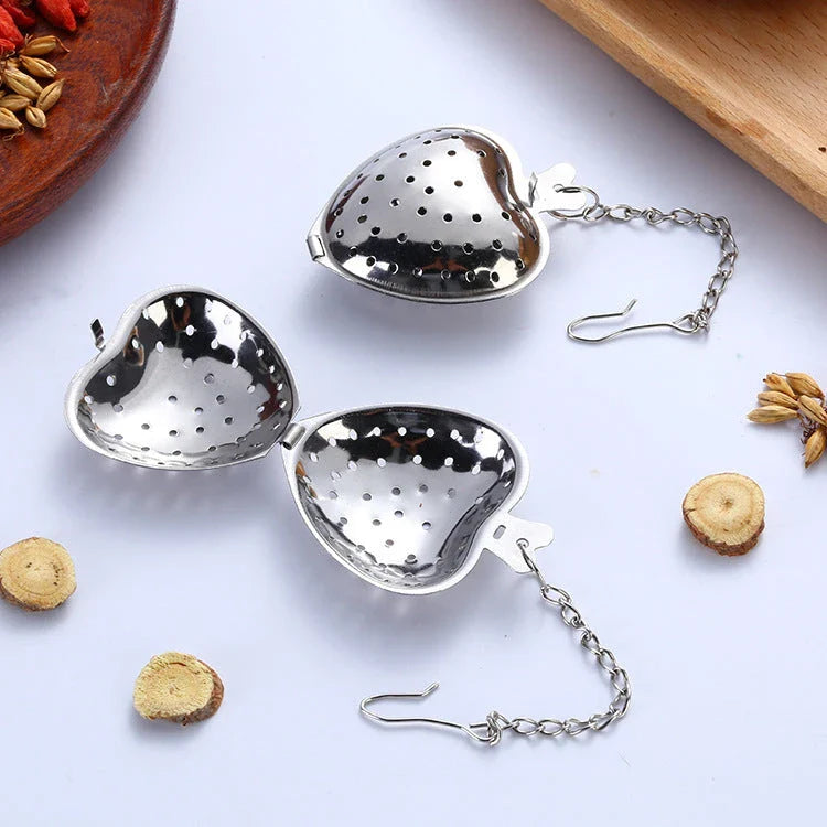Premium Stainless Steel Tea Infuser with Chained Heart-Shaped Design for Brewing Loose Leaf Tea and Herbal Infusions