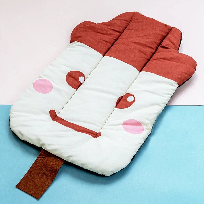 Ice Silk Pet Cooling Mat in various fruit designs for summer comfort