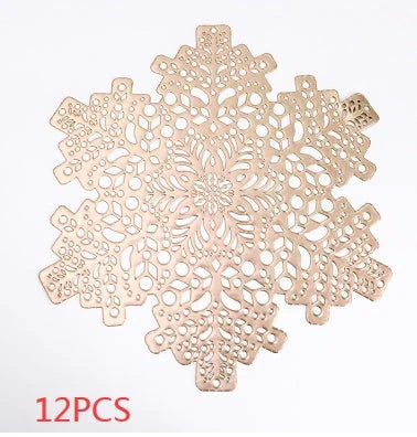 Elegant snowflake placemats made of premium PVC with heat and scald resistance for safe and stylish dining