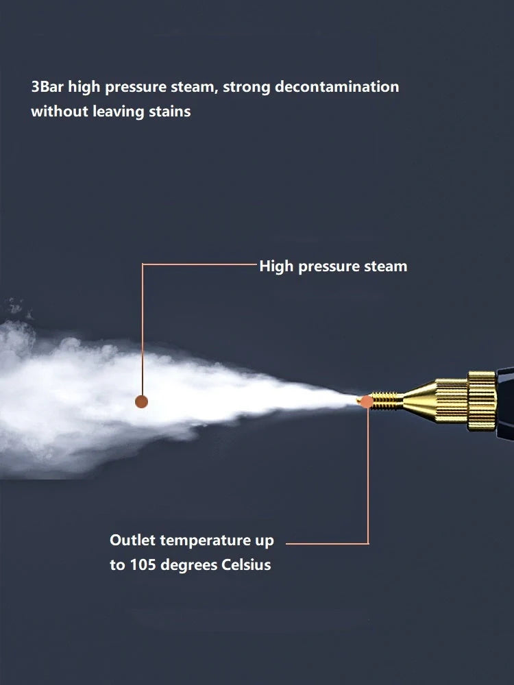 High Pressure Steam Cleaner with large glass water tank and multiple nozzles for kitchen cleaning