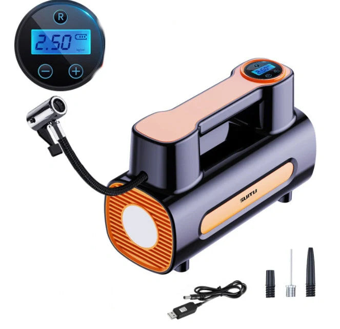 12V DC Portable Tire Inflator with digital display and LED light