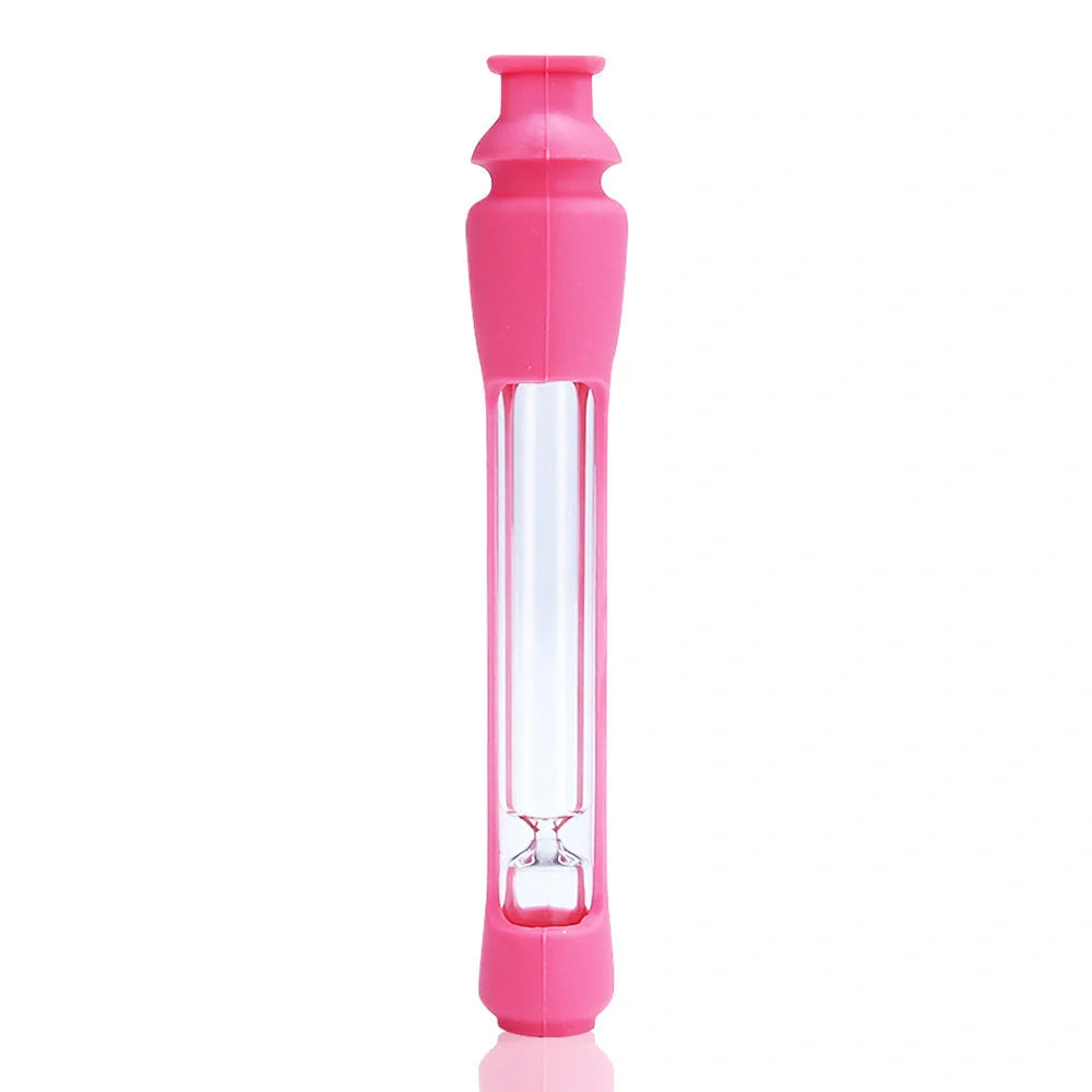 Modern portable glass pipe in various colours, compact and lightweight design