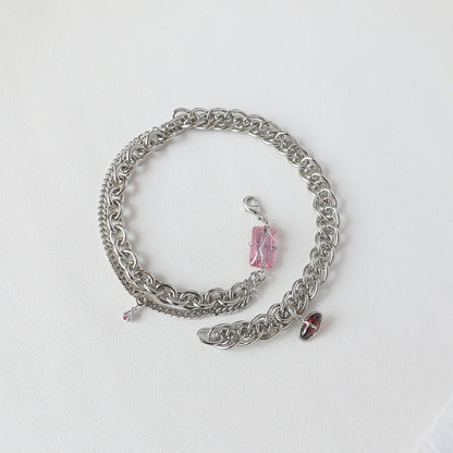 Elegant adjustable copper opal necklace in peach pollen zircon and peach blossom opal colour options