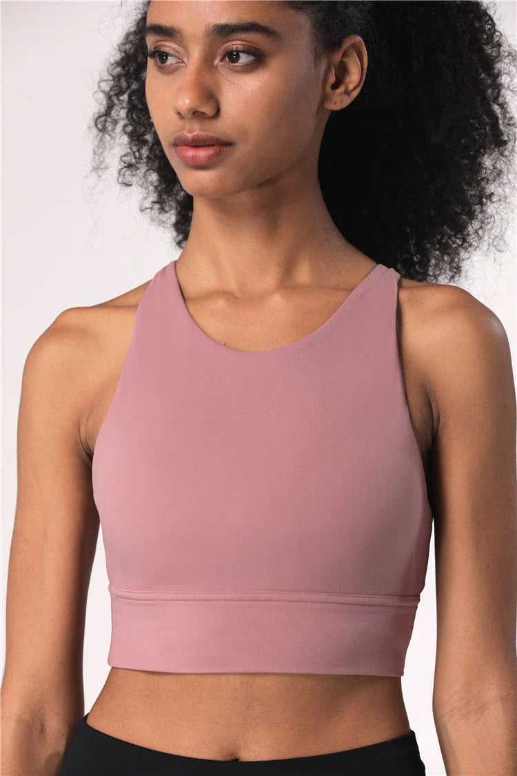 Supportive Longline Yoga Bras with Cross-Back Design for Enhanced Workout Performance