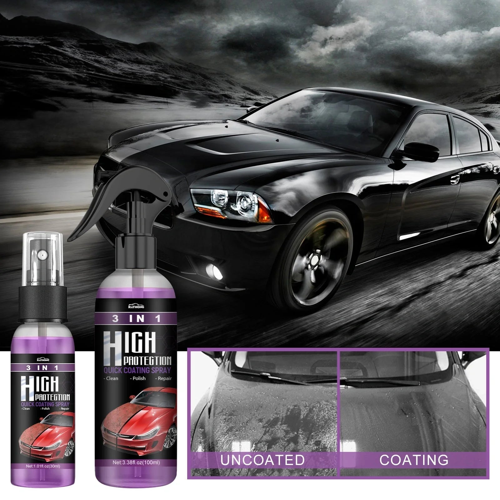 3-in-1 Fast-Acting Car Paint Spray for high protection and shine