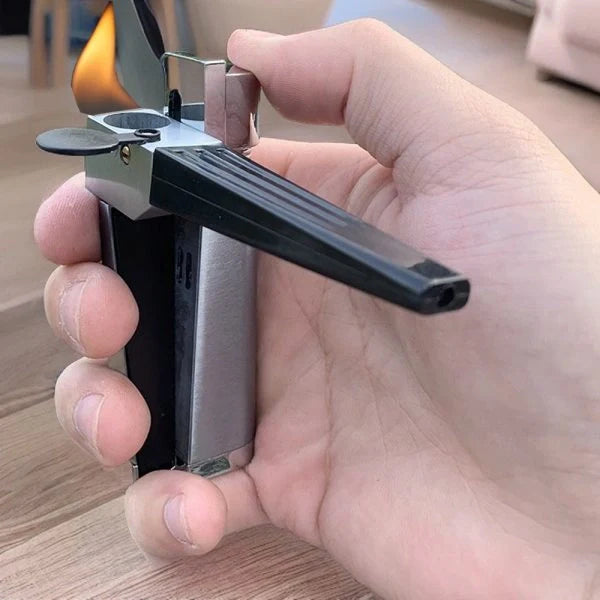 Foldable metal pipe lighter with stash compartment - eco-friendly smoking gadget