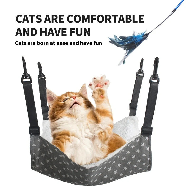 Cosy lamb fleece cat hammock bed in various colours and sizes, perfect for your pet's comfort.