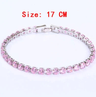 Luxury cubic zirconia tennis bracelet for women and men, available in multiple colours and sizes.