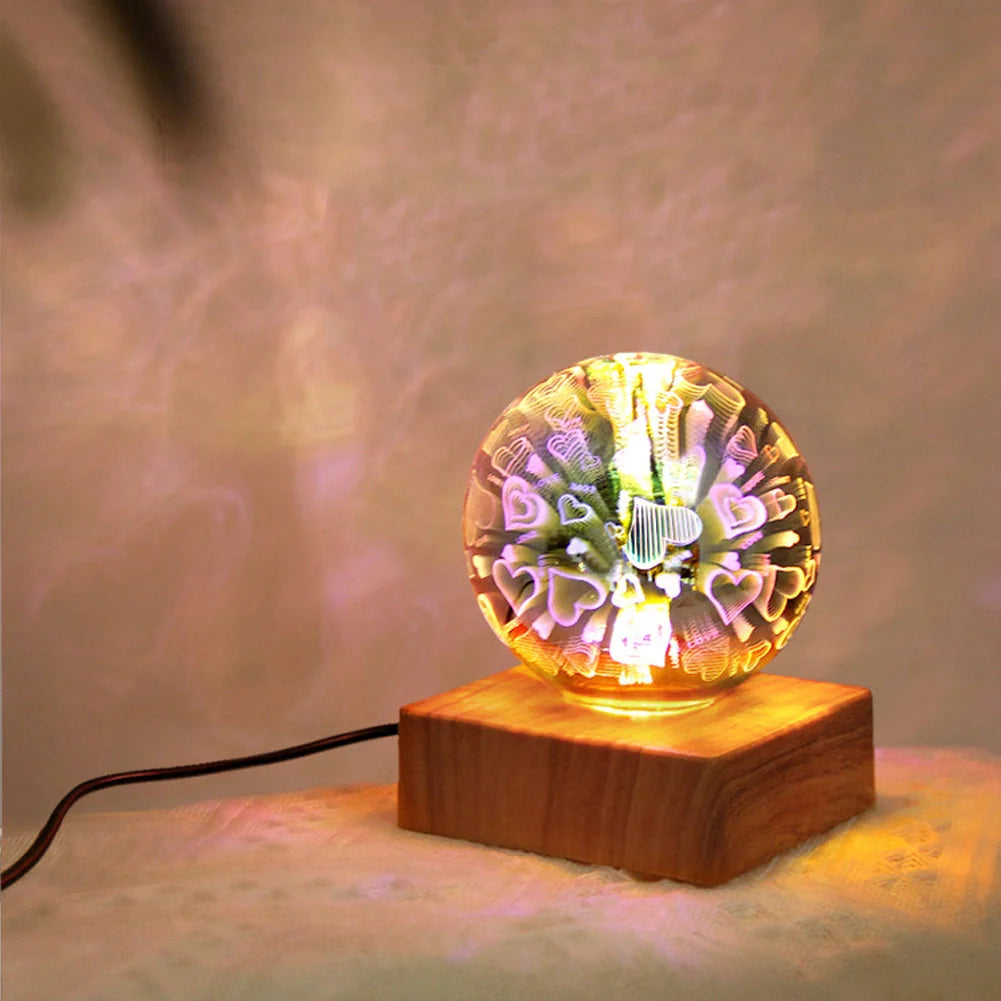 USB 3D Firework Crystals Ball Night Light with starry sky effect