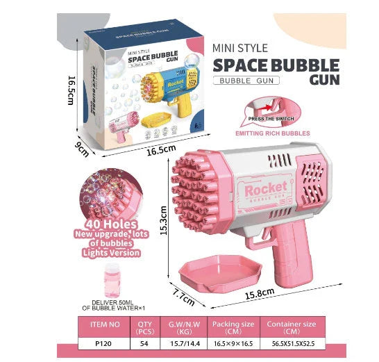 Extraordinary Bubble Blaster with 69 bubble-producing holes, creating a cloud of colourful bubbles for endless fun and entertainment