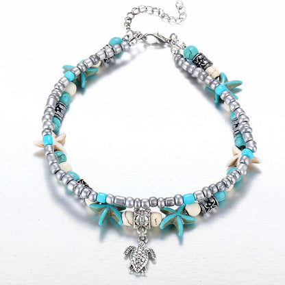Starfish design zinc alloy anklet for women, perfect for beach outings