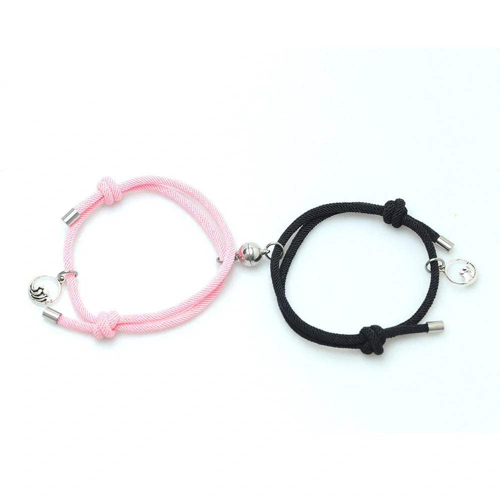Magnetic Couple's Bracelet Set with adjustable alloy design, symbolising eternal love and connection.