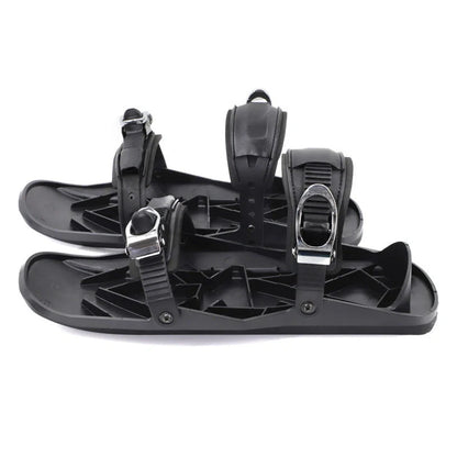 Black adjustable mini short ski skates for freestyle snowboarding