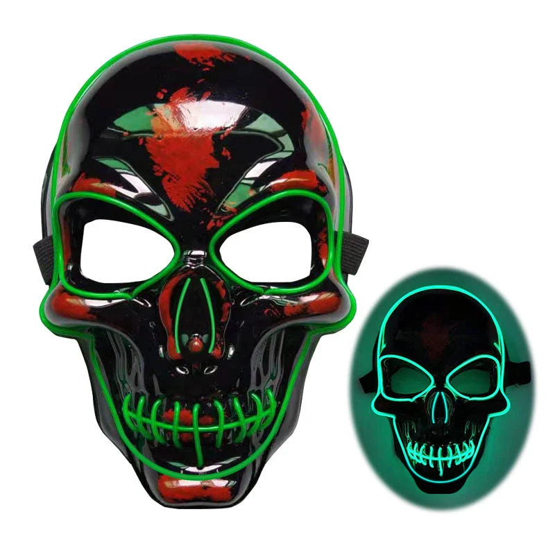 Spooktacular LED Skeleton Mask in a variety of vibrant colours, featuring four lighting modes for the perfect eerie ambiance