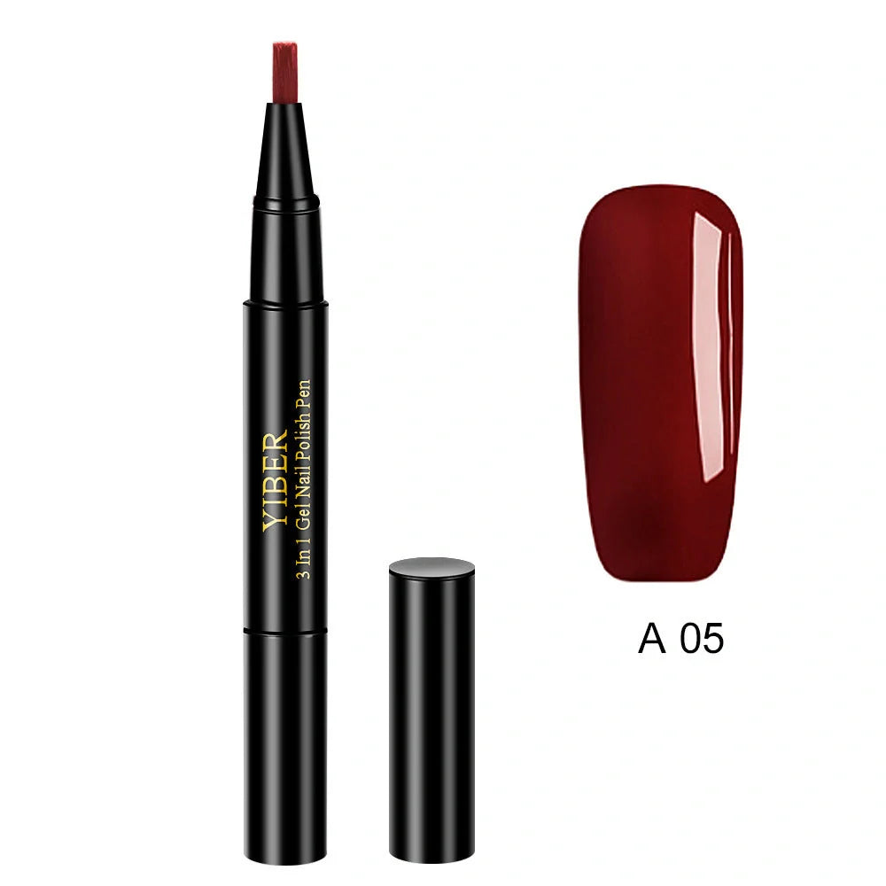 3-in-1 Gel Nail Varnish Pen with Glitter for easy one-step nail art