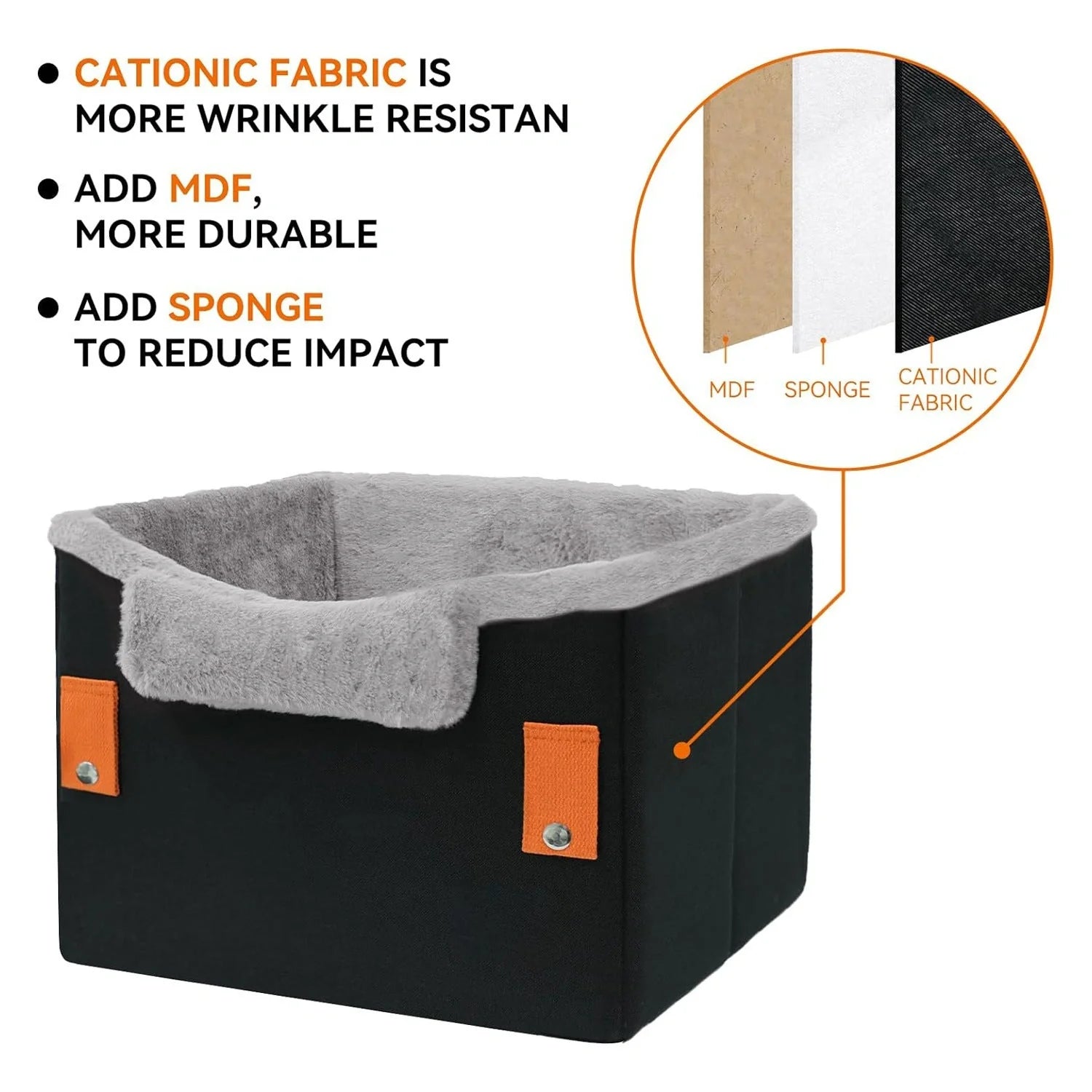 Portable dog booster seat with safety leash for small pets in car