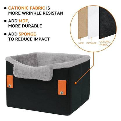 Portable dog booster seat with safety leash for small pets in car