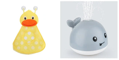 Electric induction whale spray toy for baby bath time with automatic water spray and lights