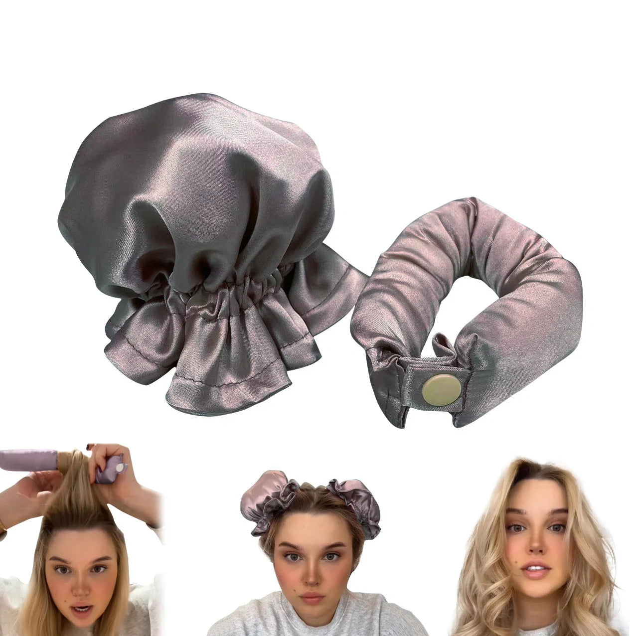 Heatless curl stick with cloth cover for safe overnight hair styling