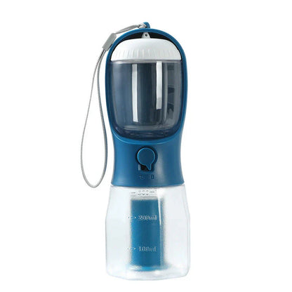 A 3-in-1 pet travel set featuring a water dispenser, food container, and waste bag holder in various color options