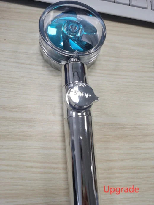 Turbo Propeller Shower Head in various colours with 360-degree fan extension