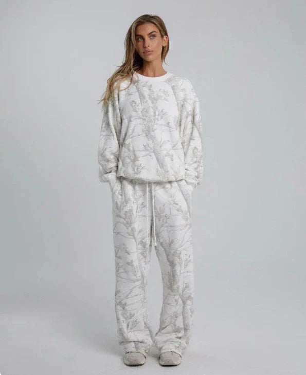 Stylish Autumn & Winter Camo Hoodie Set for Women featuring a vibrant maple leaf print and versatile camouflage pattern