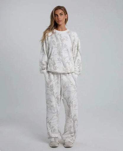 Stylish Autumn & Winter Camo Hoodie Set for Women featuring a vibrant maple leaf print and versatile camouflage pattern
