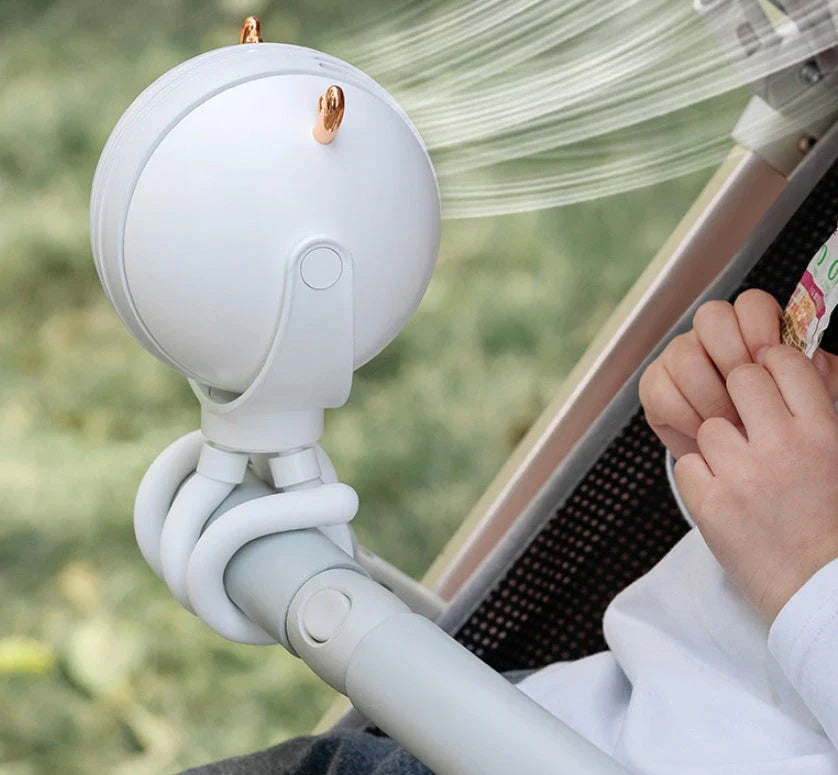 Compact, quiet desk fan in an octopus-inspired design for college dorm rooms