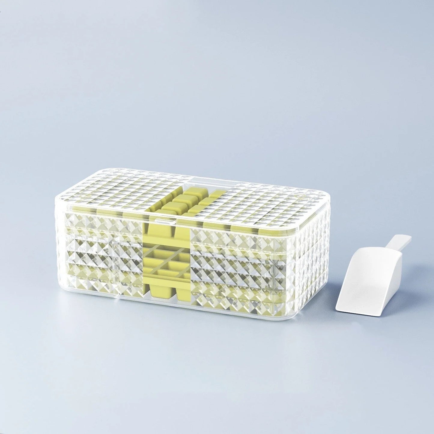 Large silicone square ice mold with lid for easy ice cube removal