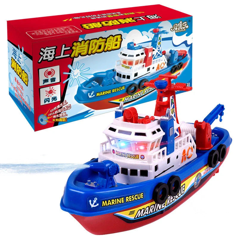 Toddler bath toys featuring an electric boat and three penguin sprinklers for fun bath time
