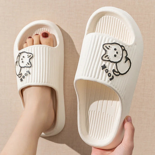 Women's non-slip cat slippers in assorted colours for summer wear