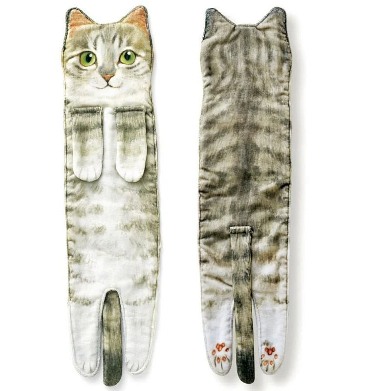 Cat-shaped hand towels in various colors for bathroom and kitchen use