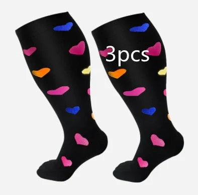 Plus-sized compression socks with bamboo fiber blend for breathability and comfort