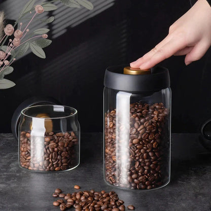 Premium glass airtight coffee canister set with vacuum seal technology for preserving freshness of coffee beans and other dry goods